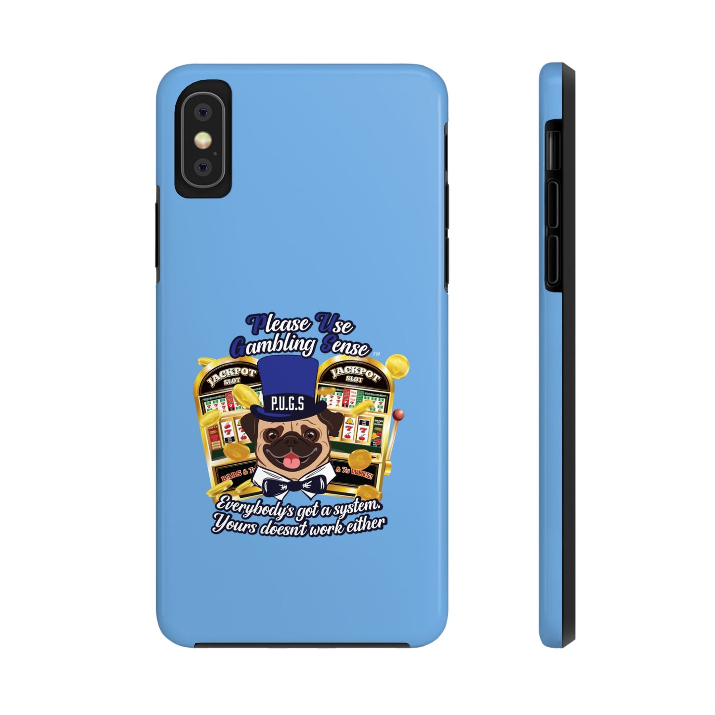Slots “Everybody’s Got A System” Blue & Black Top Hat Tough Phone Cases
