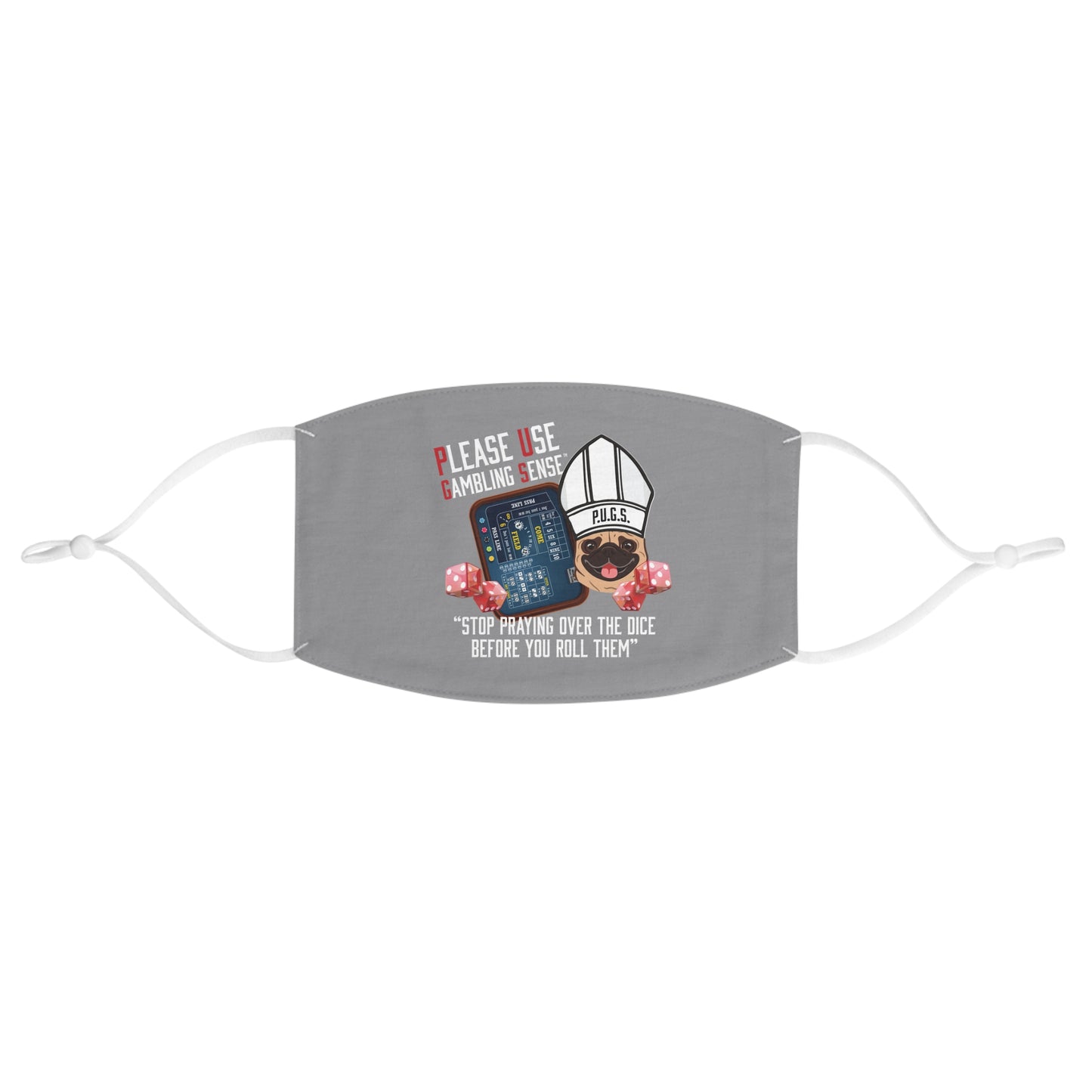Craps “Praying Over Dice” Bishop’s Mitre Hat Fabric Face Mask