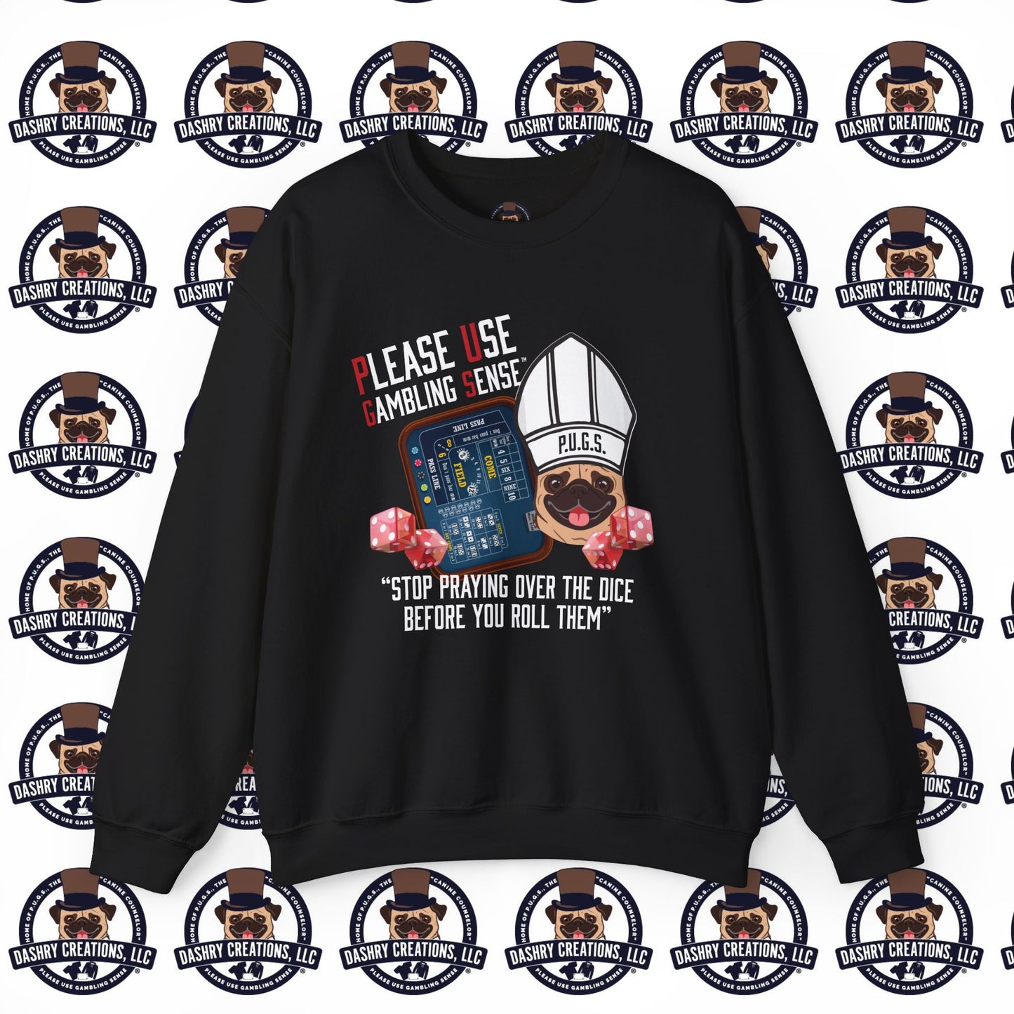Craps “Praying Over Dice” Bishop’s Mitre Hat Unisex Heavy Blend™ Crewneck Sweatshirt