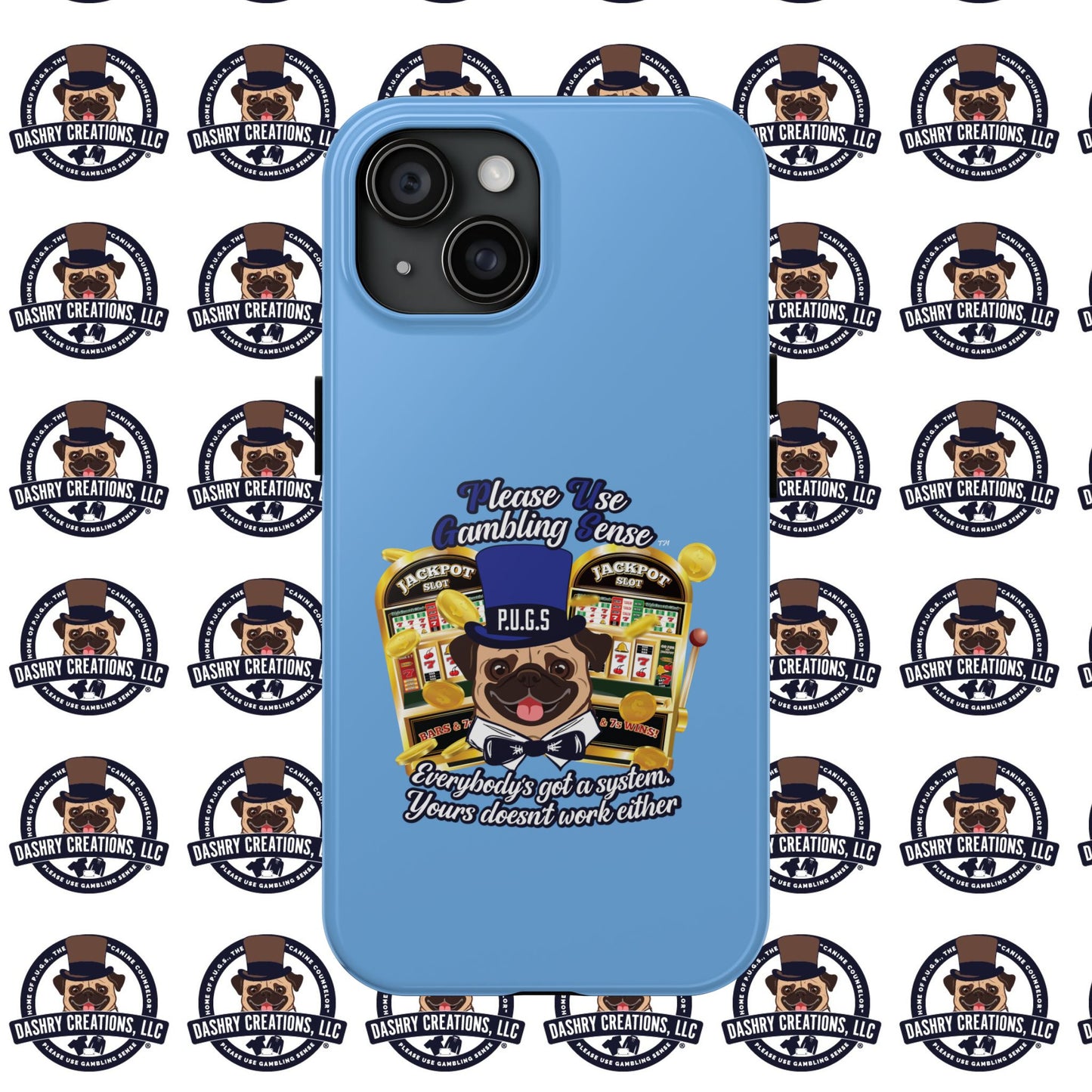 Slots “Everybody’s Got A System” Blue & Black Top Hat Tough Phone Cases