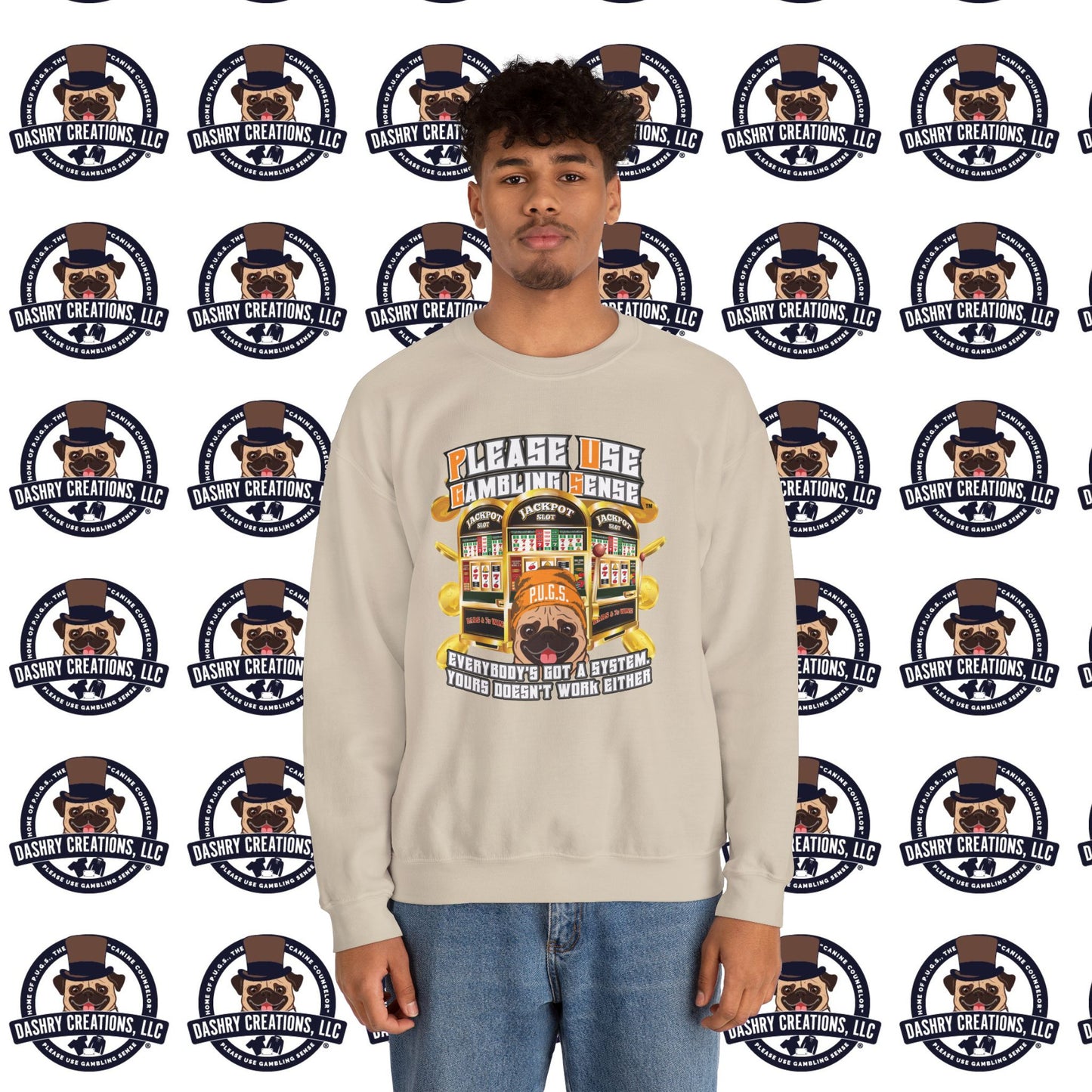 Slots “Everybody’s Got A System” Orange Wool Cap Unisex Heavy Blend™ Crewneck Sweatshirt