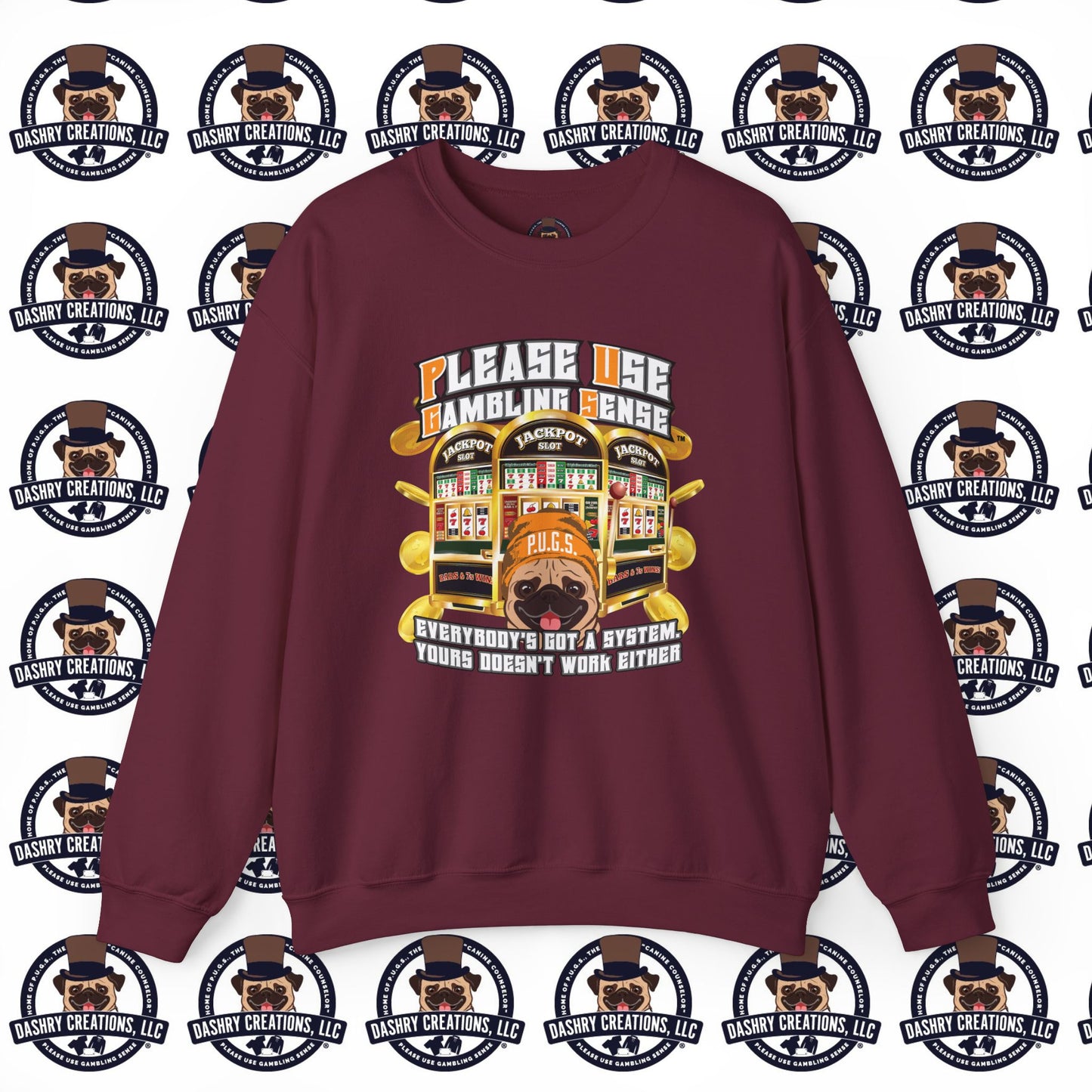 Slots “Everybody’s Got A System” Orange Wool Cap Unisex Heavy Blend™ Crewneck Sweatshirt