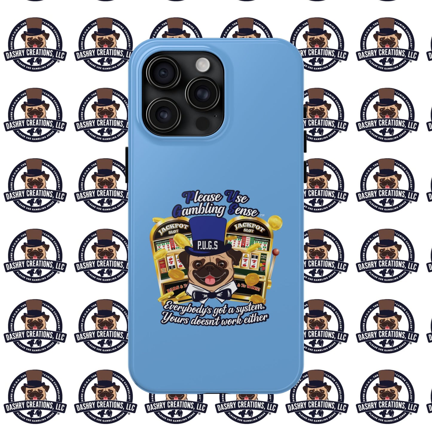 Slots “Everybody’s Got A System” Blue & Black Top Hat Tough Phone Cases