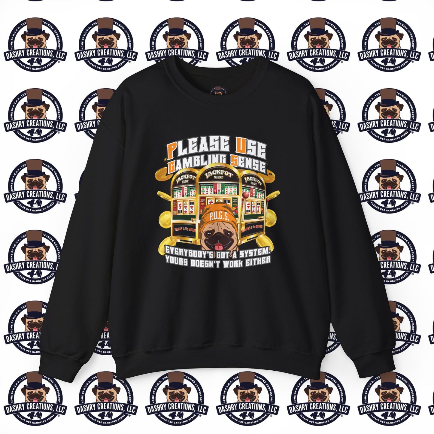 Slots “Everybody’s Got A System” Orange Wool Cap Unisex Heavy Blend™ Crewneck Sweatshirt