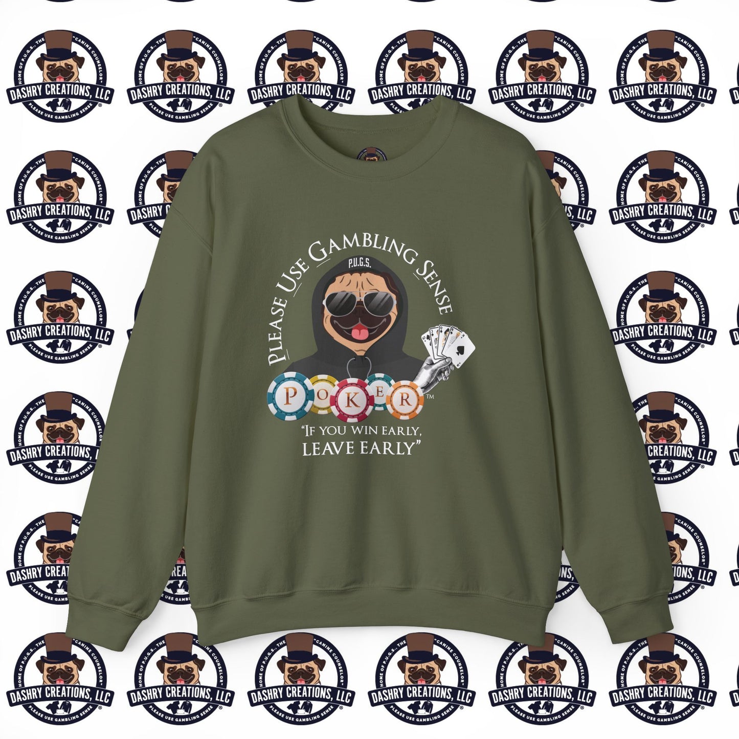 Poker “Win Early Leave” Early Black Hoodie Unisex Heavy Blend™ Crewneck Sweatshirt